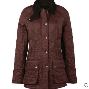 Barbour Quilted Utility Jacket - Burgundy and Black
